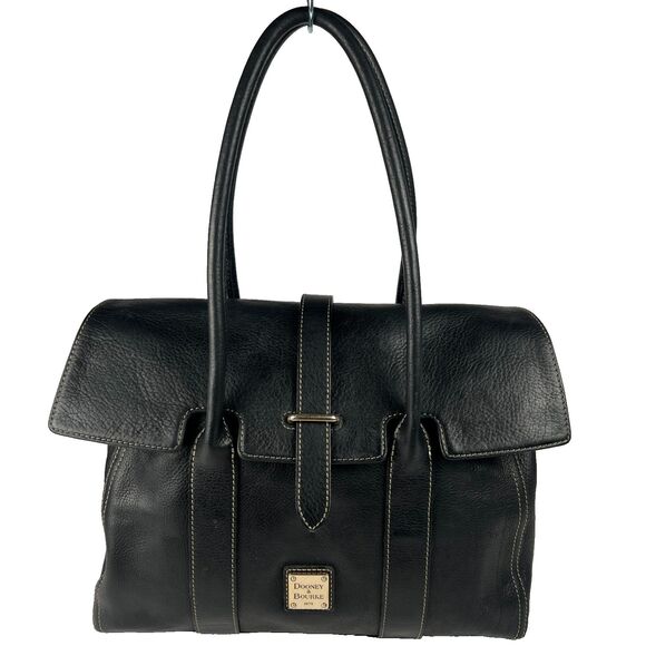 Dooney & Bourke Priscilla Black Leather Satchel Purse Bag Handbag - Picture 2 of 16